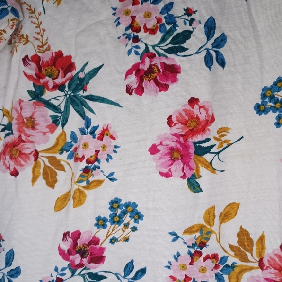 LOFT 100% Cotton Women's Floral Print Top - Cream and Pink Size S - Picture 8 of 16
